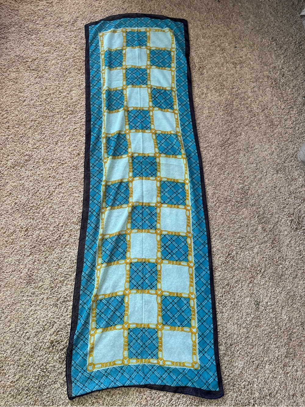 Vintage Chiffon Sheer Scarf 62x13 Chain Linked Equestrian Preppy